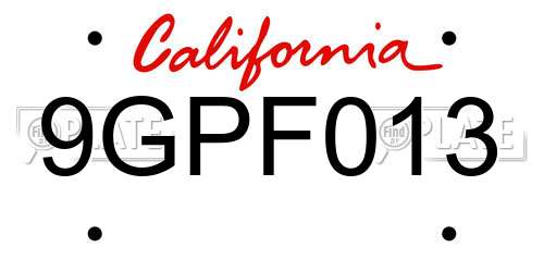 9GPF013 California License Plate