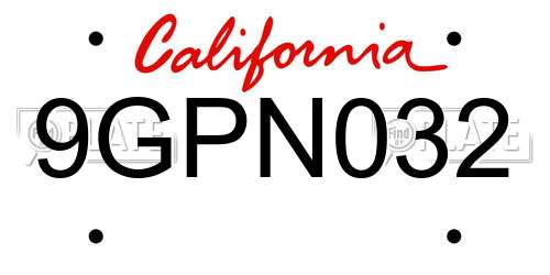 9GPN032 California License Plate
