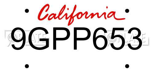 9GPP653 California License Plate