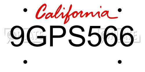 9GPS566 California License Plate