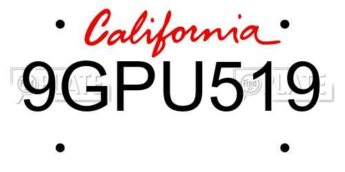 9GPU519 California License Plate