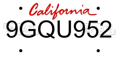 9GQU952 California License Plate