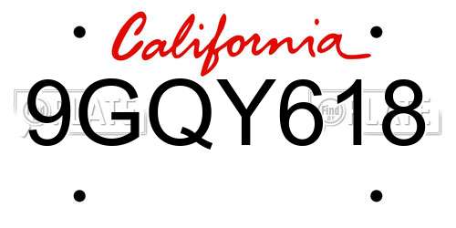 9GQY618 California License Plate