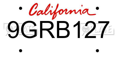 9GRB127 California License Plate