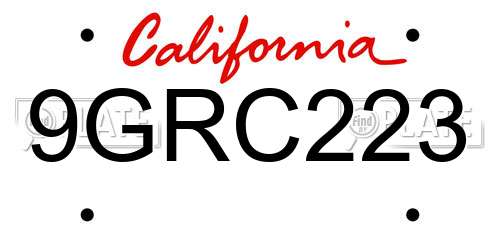 9GRC223 California License Plate