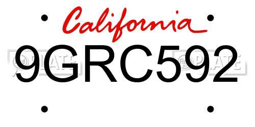 9GRC592 California License Plate