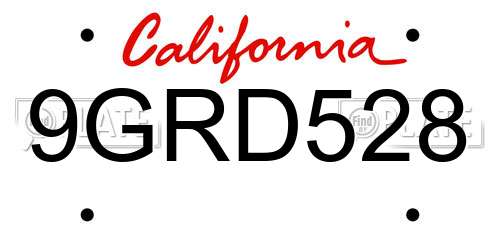 9GRD528 California License Plate
