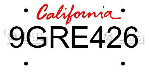 9GRE426 California License Plate