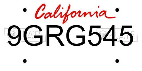 9GRG545 California License Plate