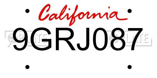 9GRJ087 California License Plate