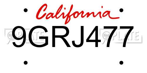 9GRJ477 California License Plate