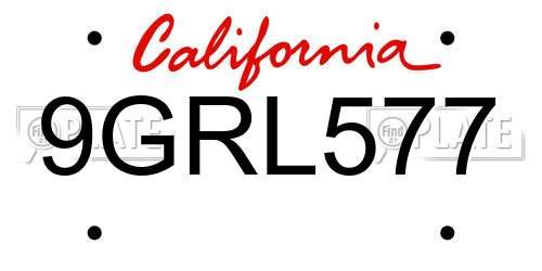9GRL577 California License Plate