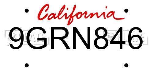 9GRN846 California License Plate