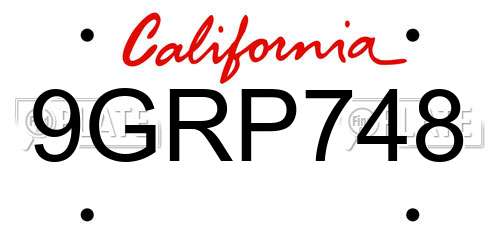 9GRP748 California License Plate