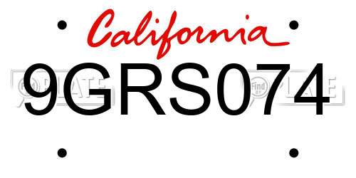 9GRS074 California License Plate