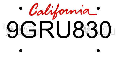 9GRU830 California License Plate
