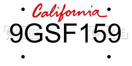 9GSF159 California License Plate