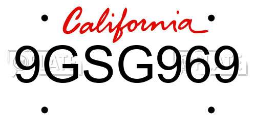 9GSG969 California License Plate