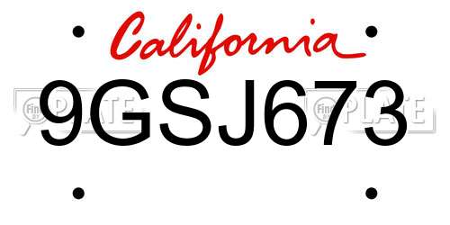 9GSJ673 California License Plate