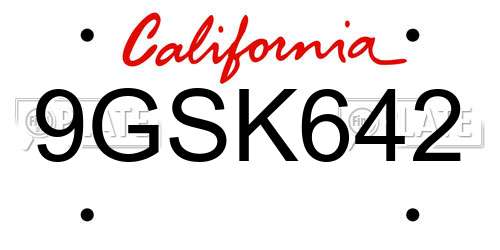 9GSK642 California License Plate