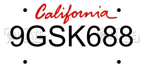 9GSK688 California License Plate
