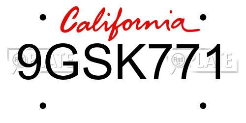 9GSK771 California License Plate