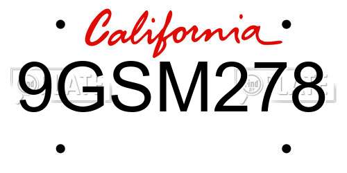9GSM278 California License Plate
