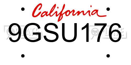 9GSU176 California License Plate