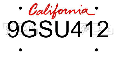 9GSU412 California License Plate