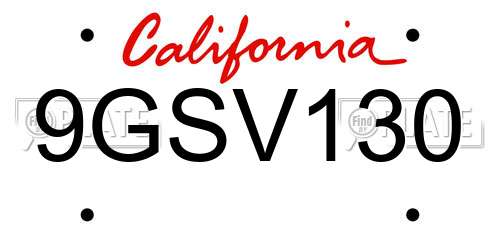 9GSV130 California License Plate