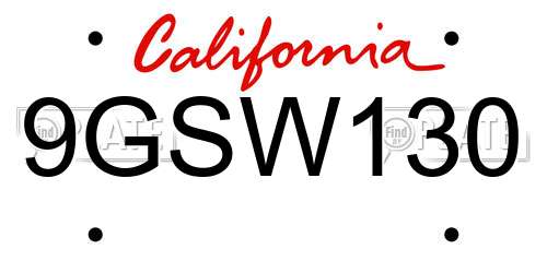 9GSW130 California License Plate