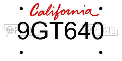 9GT640 California License Plate
