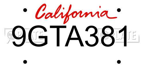 9GTA381 California License Plate