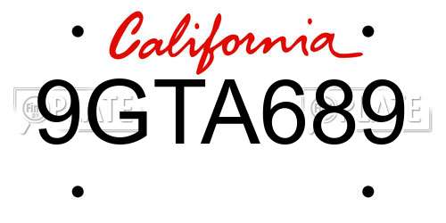 9GTA689 California License Plate
