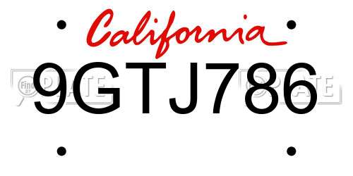 9GTJ786 California License Plate