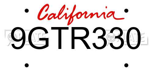9GTR330 California License Plate