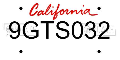 9GTS032 California License Plate