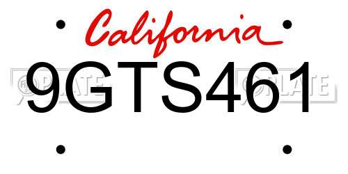 9GTS461 California License Plate