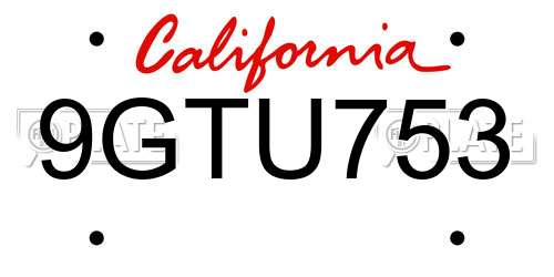 9GTU753 California License Plate