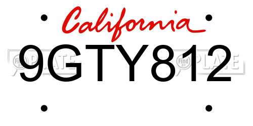 9GTY812 California License Plate