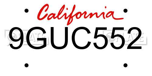 9GUC552 California License Plate