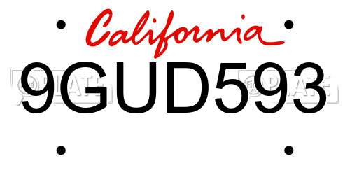 9GUD593 California License Plate