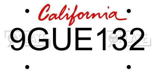 9GUE132 California License Plate