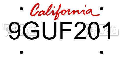 9GUF201 California License Plate