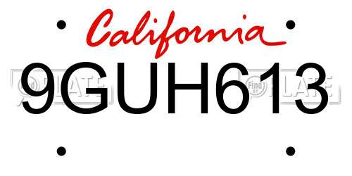 9GUH613 California License Plate