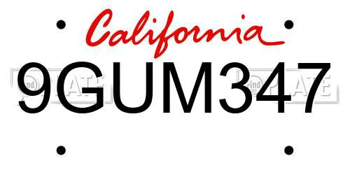 9GUM347 California License Plate
