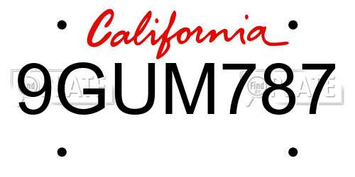 9GUM787 California License Plate