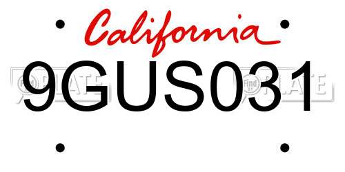 9GUS031 California License Plate
