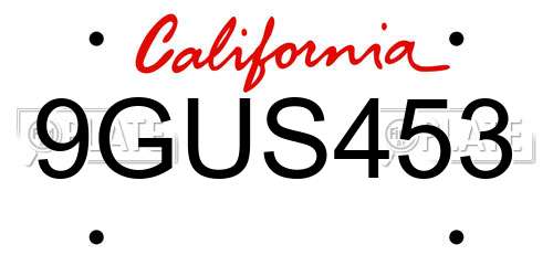 9GUS453 California License Plate