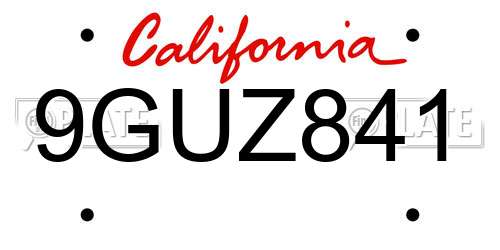 9GUZ841 California License Plate